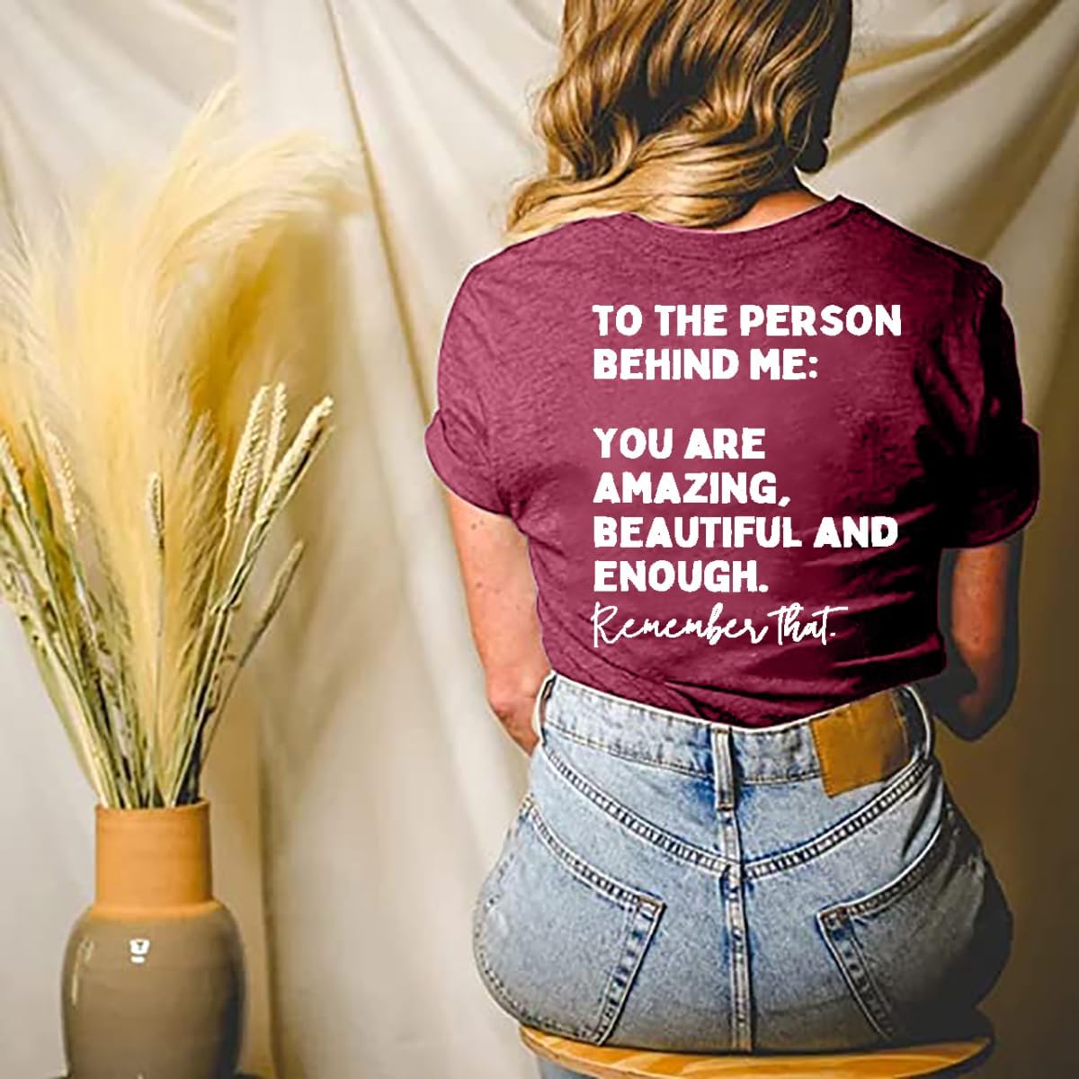 You Matter to The Person Behind Me T-Shirt Women Casual Short Sleeve V-Neck Shirts Tops Inspirational Graphic Tee - Image 3