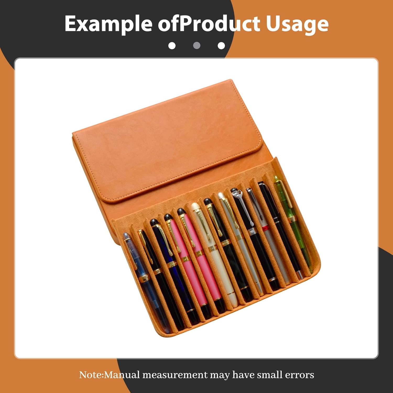 Leather 12 Fountain Pen/Pencil Tray Case Organizer, Fashion Design, Handmade, Magnetic Closure with Drawer, Christmas Gift for Man/Woman/Office, 12 Slots(brown)