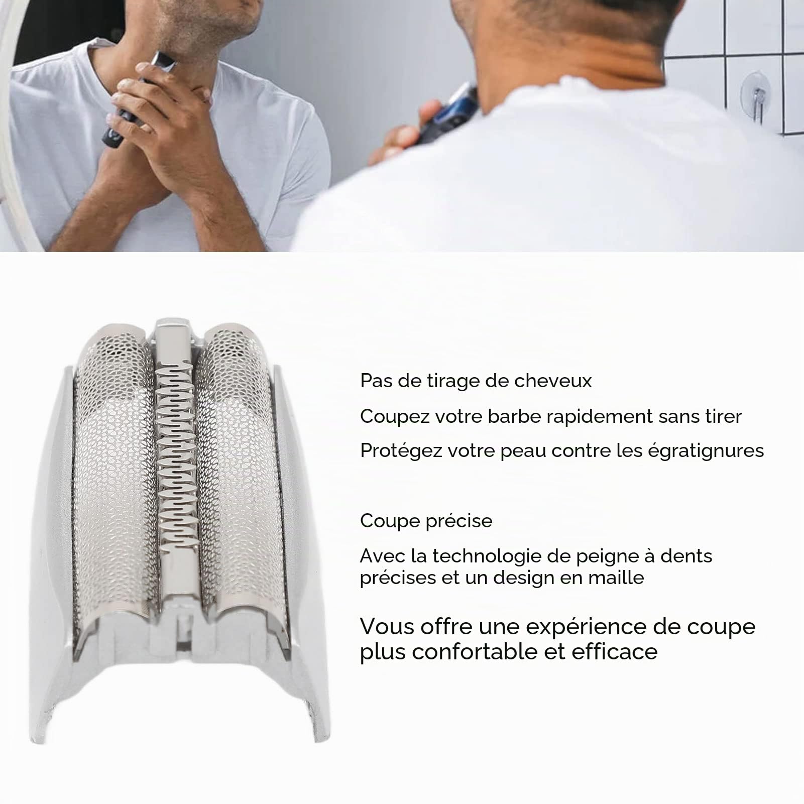 Tête de Rasoir de Rechange pour Série 5, Tête Compatible Large pour Modèles 51S 8000 8985, Grille Rasage de Précision Douce pour la Peau