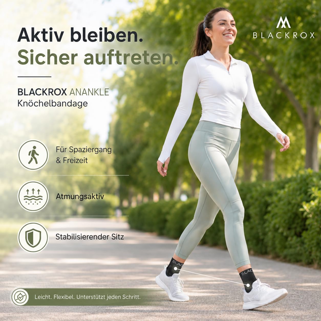 BLACKROX Sprunggelenkbandage [Vergleichssieger 2026] Gr. S-L | Für Damen & Herren | Bandage für das Fußgelenk | Perfekt für Sport, Fußball, Joggen & Bodybuilding | ANANKLE | Schwarz Gr. M