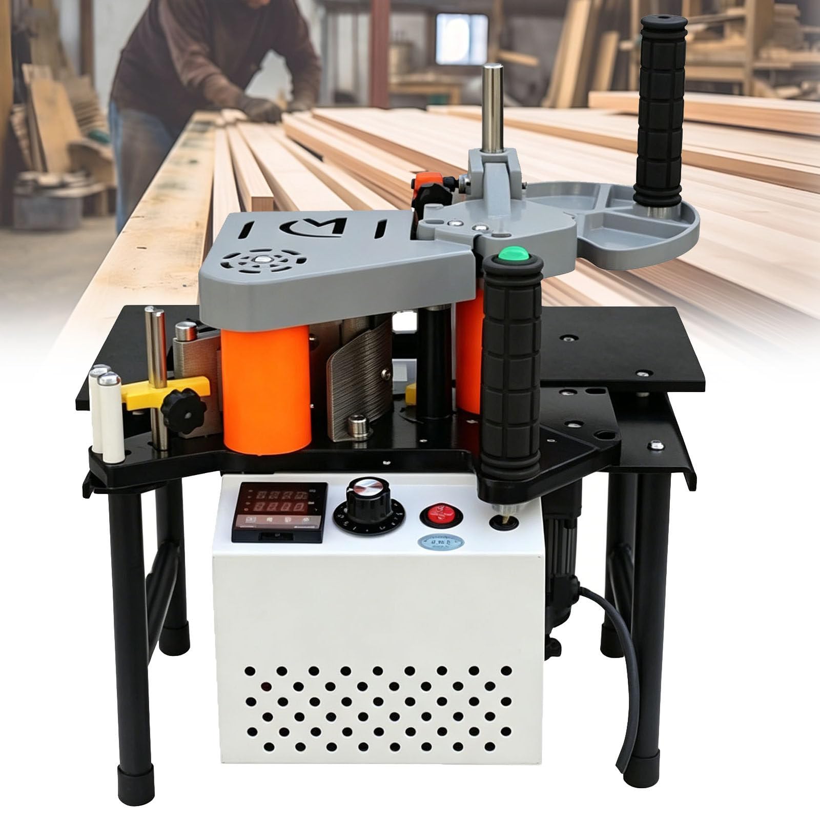 ylpddmm Woodworking Edge Bander 1200W, Portable Edge Banding Machine Black