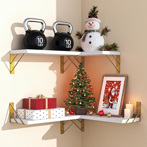 Miniatura 9 de BAYKA Estantes de pared para decoración de dormitorio, estante de pared flotante para almacenamiento en sala de estar y cocina, estantes de madera