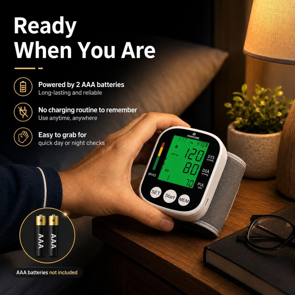 FDA-Cleared Wrist Blood Pressure Monitor for Home Use