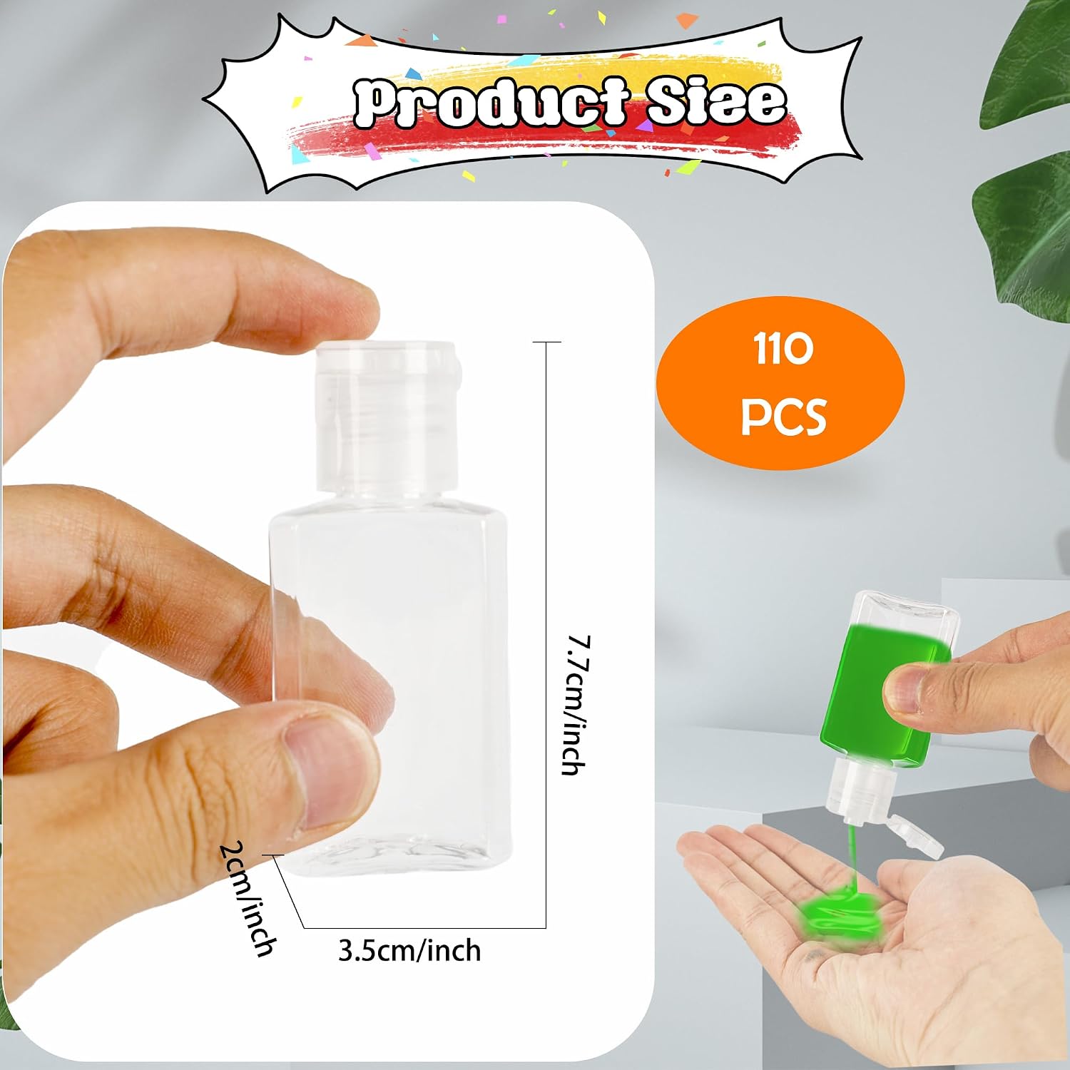 110 Pcs 1 oz Travel Plastic Bottles Mini Clear Bottles with Flip Caps Empty Hand Sanitizer Container Portable Refillable Containers for Shower Gel Face Creams Body Lotions