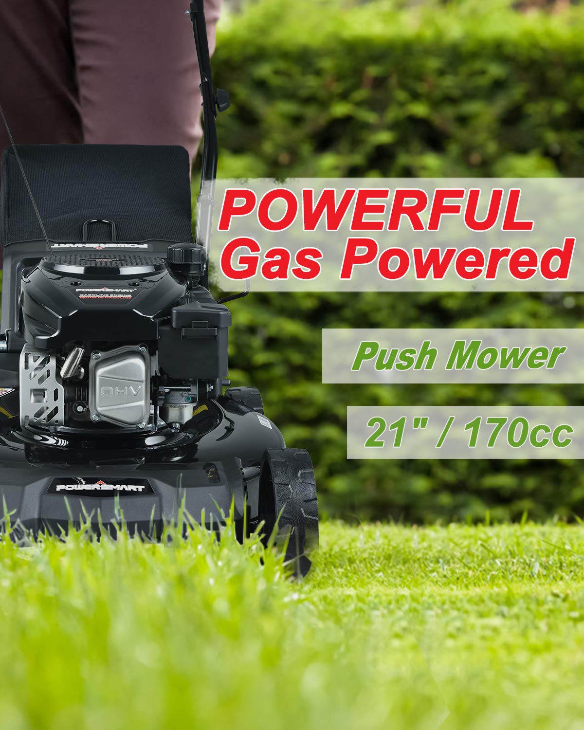 Buy PowerSmart Lawn Mower Gas Powered, 21inch & 170CC Gas Lawn Mower