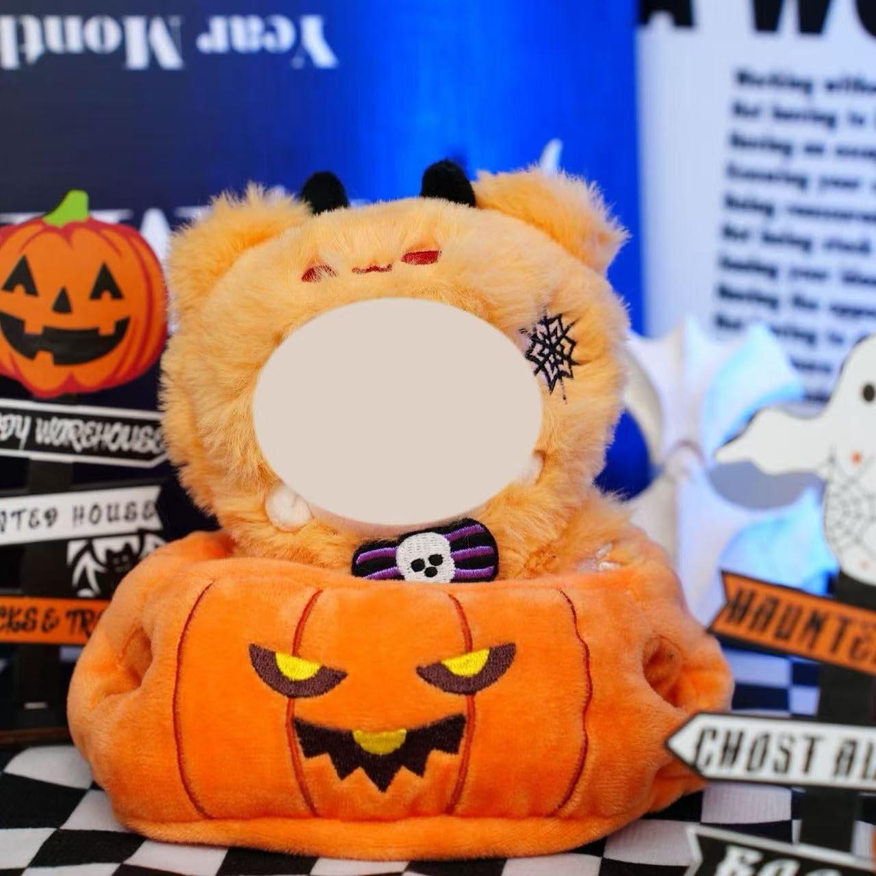 2025 Halloween Clothes for Labubu, Cute Outfit for 17cm Labubu Clothes, Premium Halloween Costume for Dolls Outfit Halloween Doll Clothes Pumpkin Outfit Accessories for Labubu Gift or Display (#C)