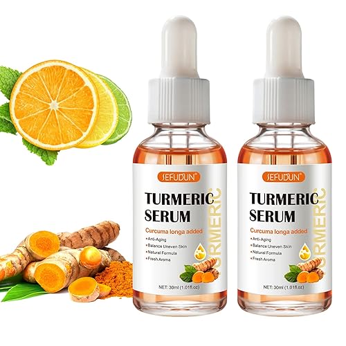 Paquete de 2 sueros de cúrcuma para manchas oscuras, suero corrector de manchas oscuras de cúrcuma para acné, hiperpigmentación y piel suave,