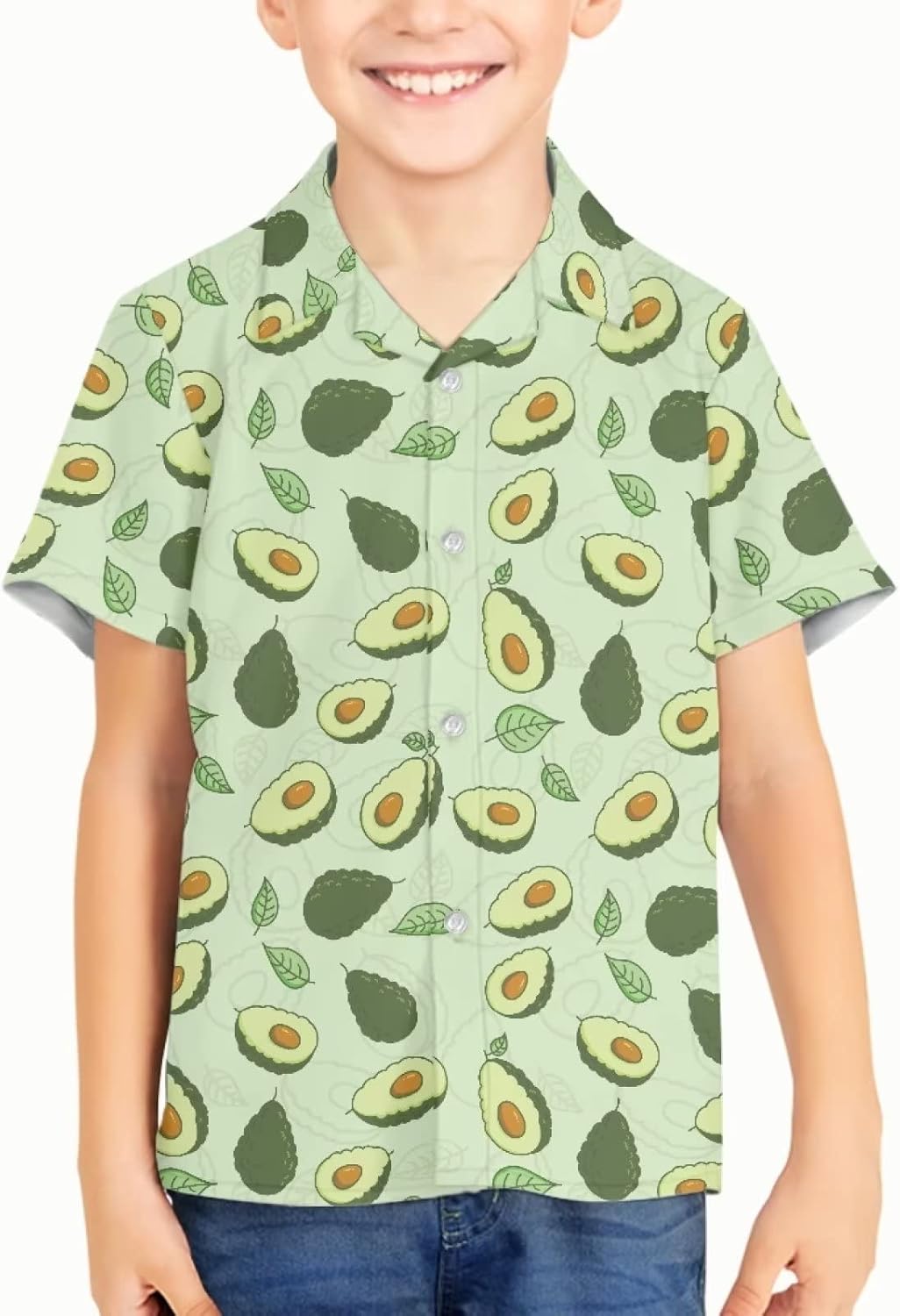 Boys Cute Hawaiian Shirts for Summer Vacation Comfy Short Sleeve V Neck Button Down Shirt Kids Beach Outfits