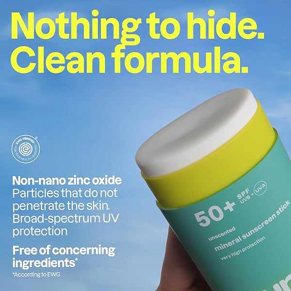 ATTITUDE Mineral Sunscreen Stick SPF 50, Broad Spectrum Zinc Oxide, EWG Verified, Non-Nano, Mess-Free Stick for Face & Body, Lightweight Non-Greasy, Vegan, Unscented, 60 grams - 3