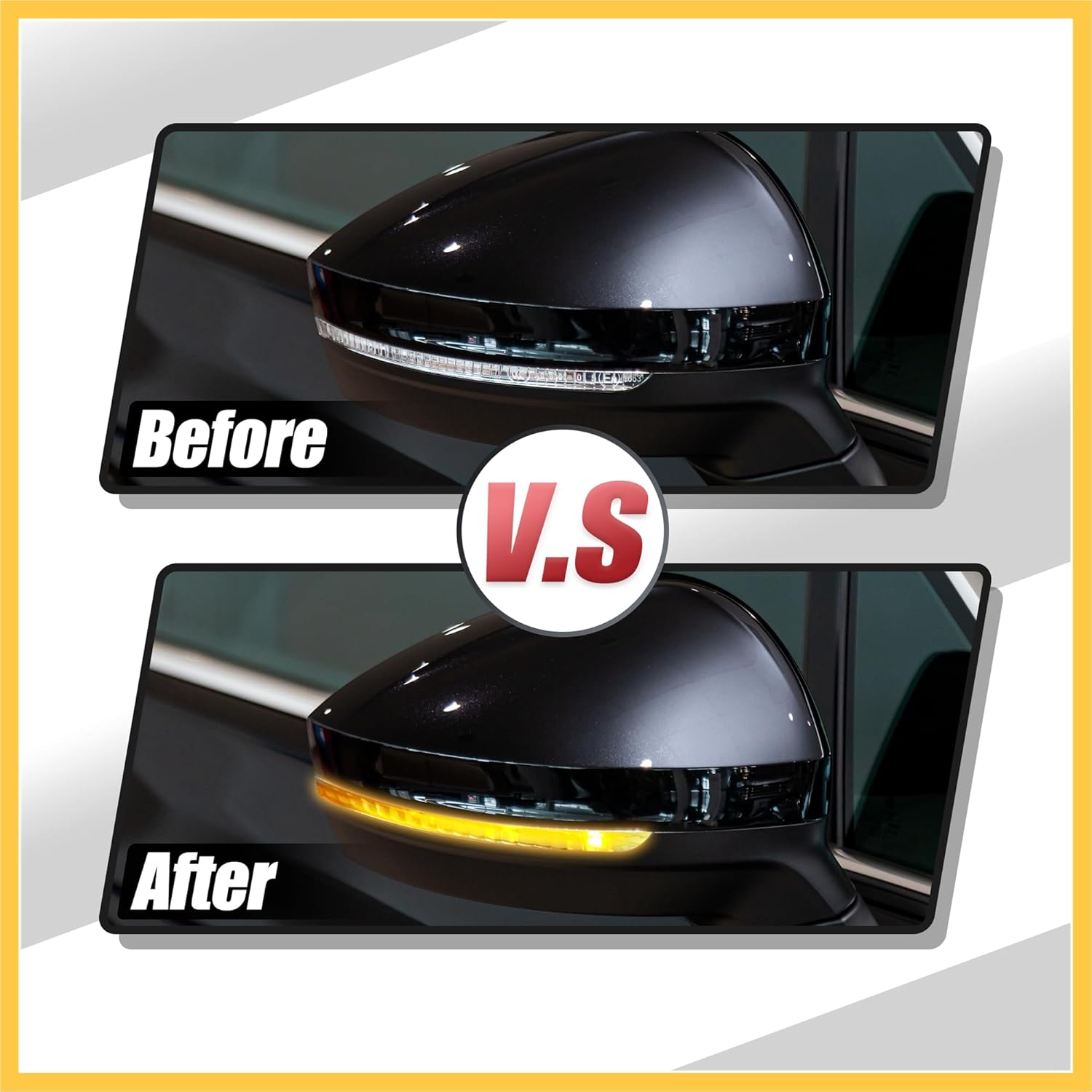 Car LED Front Left Right Side Mirror Turn Signal Light Fit for Ford Explorer 2011-2019 No.BB5Z-13B375-A/BB5Z-13B374-A - Pack of 2 Yellow Auto Replacement Parts