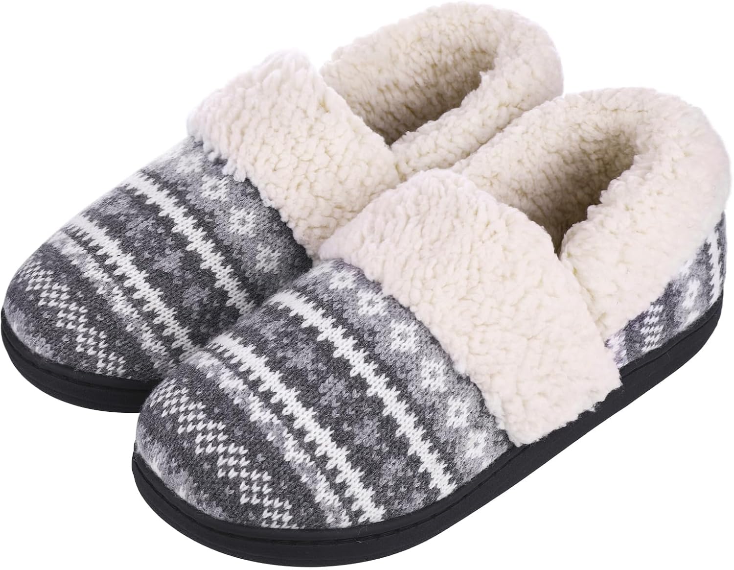 Evshine Women's Fuzzy Memory Foam Slippers, Closed Back Knit Bedroom Slippers, Slip-On Warm House Shoes for Indoor & Outdoor Comfort