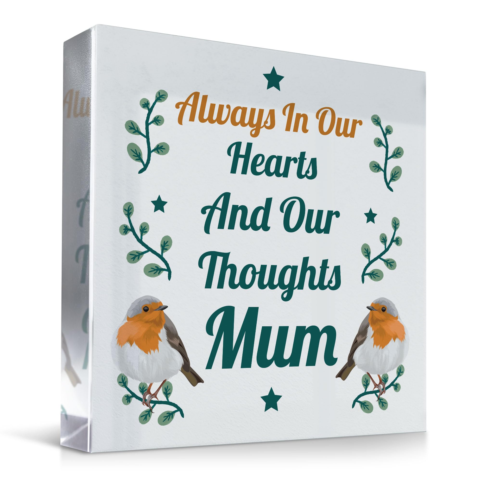Red Ocean Memorial Plaque For Mum Robin Redbreast In Memory Plaque For Mum Freestanding Memorial Gift Family Remembrance Gift Keepsake