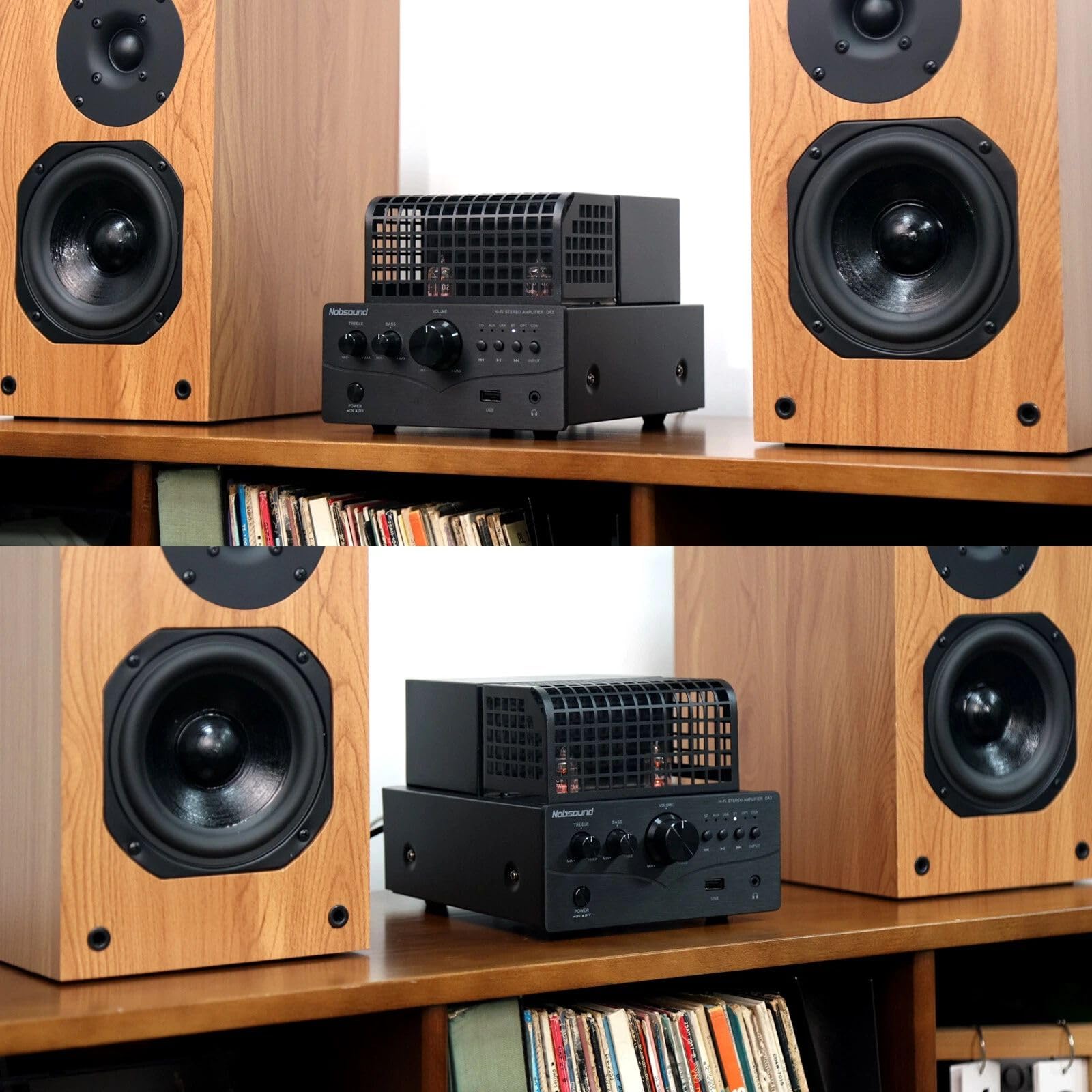 Nobsound wzmacniacz lampowy HiFi, odbiornik Bluetooth, adapter koncentryczny/optyczny, odtwarzacz U-Disk, wzmacniacz audio do głośników pasywnych/PC/TV