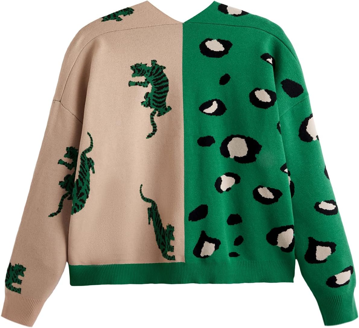 WDIRARA Women's Plus Size Leopard Animal Print Cardigan Sweaters V Neck Button Up Knit Outerwear - Image 2