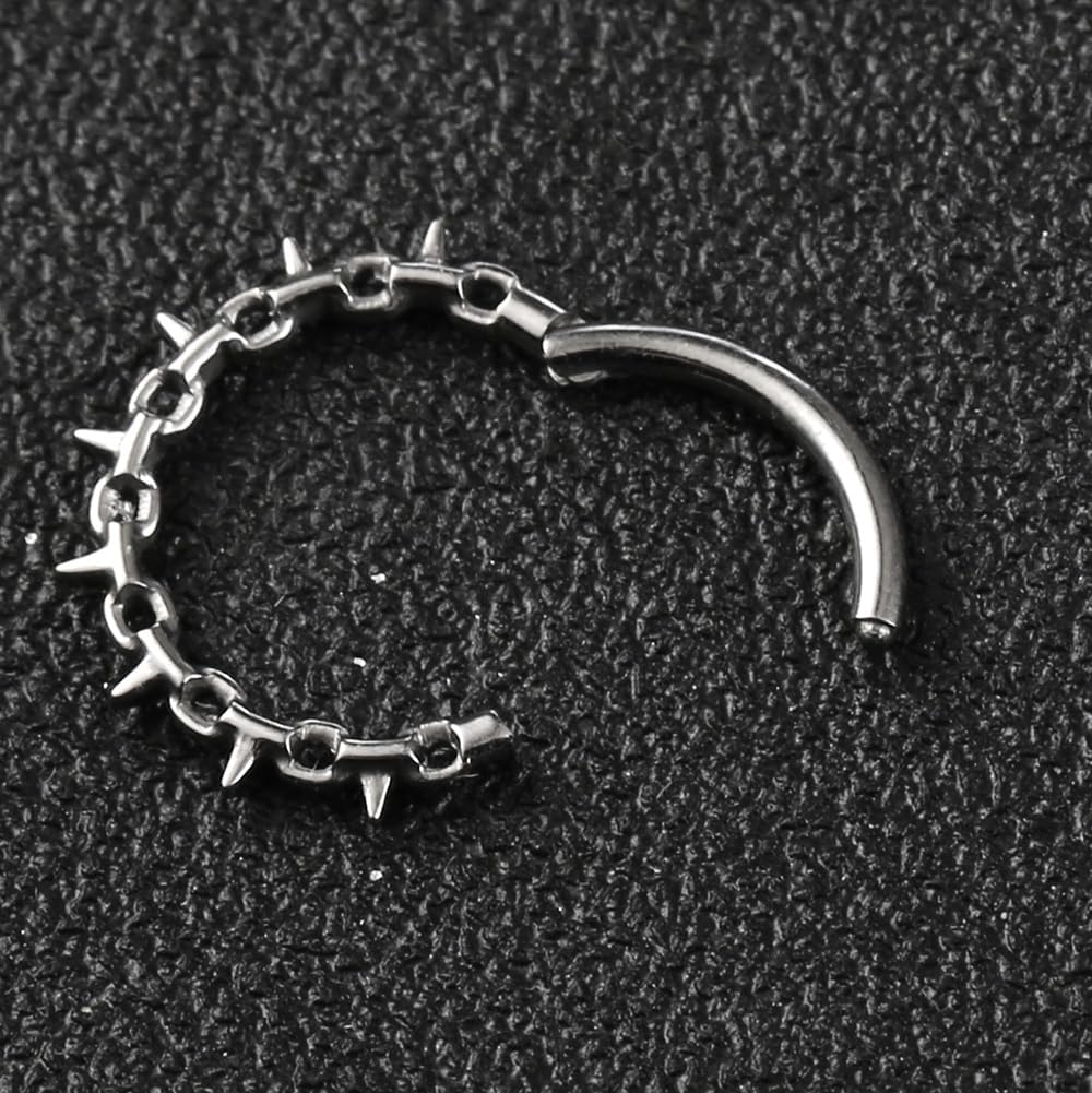 1pc Titanium Nose Rings Hoop 16G Multi-pointed Nose Ring Diameter 8mm/10mm Cartilage Helix Daith Rook Earring Hinged ASTM F136 Septum rings Segment Ring Clicker Piercing Silver-Gold-Black - Image 4