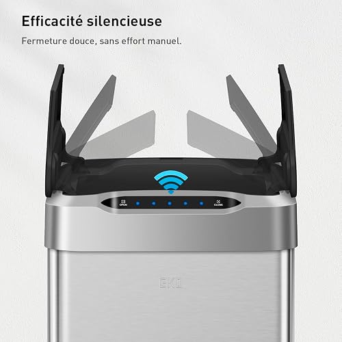 EKO Phantom-T 50 Liter / 13.2 Gallon Vertical Motion Sensor Trash Can, Brushed Stainless Steel Finish - 8