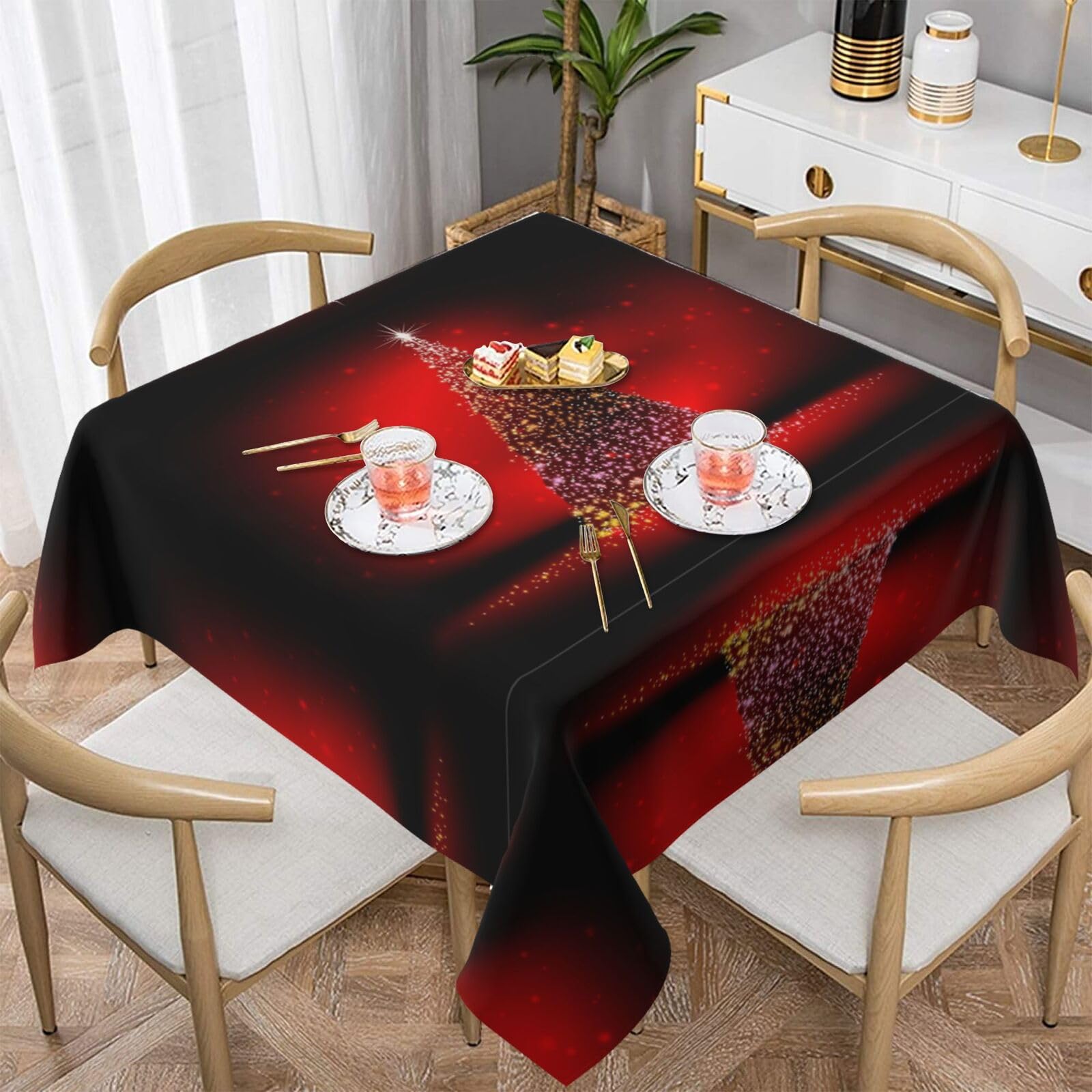 Nappe carrée pailletée 152x152 cm pour table de repas et cuisine