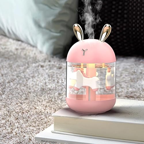 Miniatura 7 de K5 - Mini humidificador portátil con lindo animal, humidificador de niebla fría con iluminación ambiental, difusor de aceite esencial de