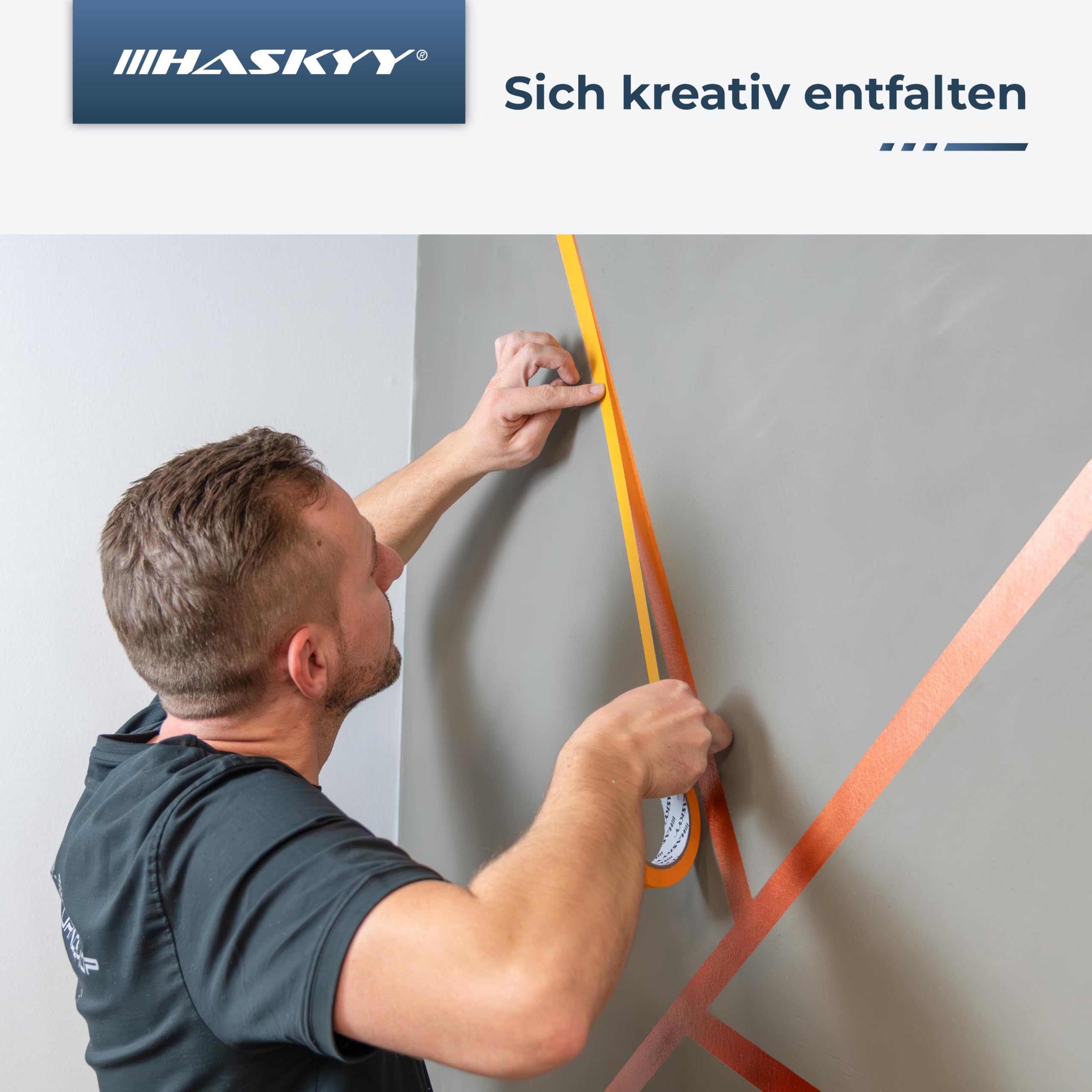 HASKYY Cinta de Pintor 30mm x 50m - 50 rollos de cinta de carrocero pintura, masking tape - Enmascarar Paredes de Precisión Cinta Adhesiva no Deja Residuos