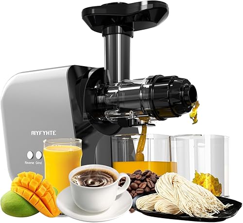 Exprimidor multifunción de prensa lenta en frío con molinillo de granos de café, 250 W exprimidor lento para zanahoria apio jengibre, molinillo de