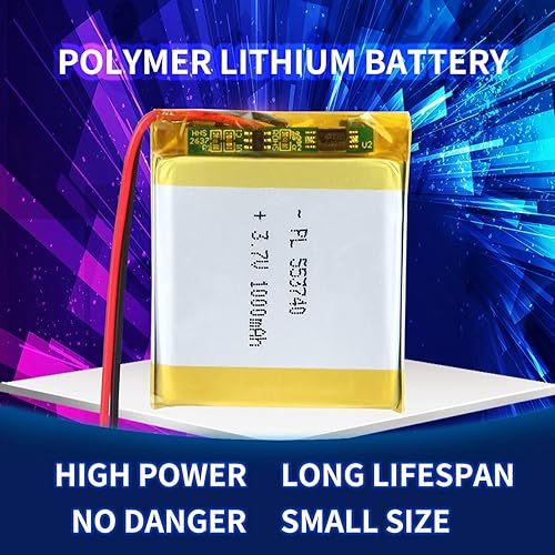 Miniatura 4 de Batería recargable Lipo de la batería del polímero de iones de litio de 3.7v 1000mAh 553740 con el conector del PH 6.6 ft m