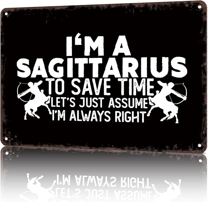 Vintage Metal Signs Sagittarius Zodiac Archer Funny Tin Sign Poster Wall Art For Home Room Bedroom Office Decor 8x12inch