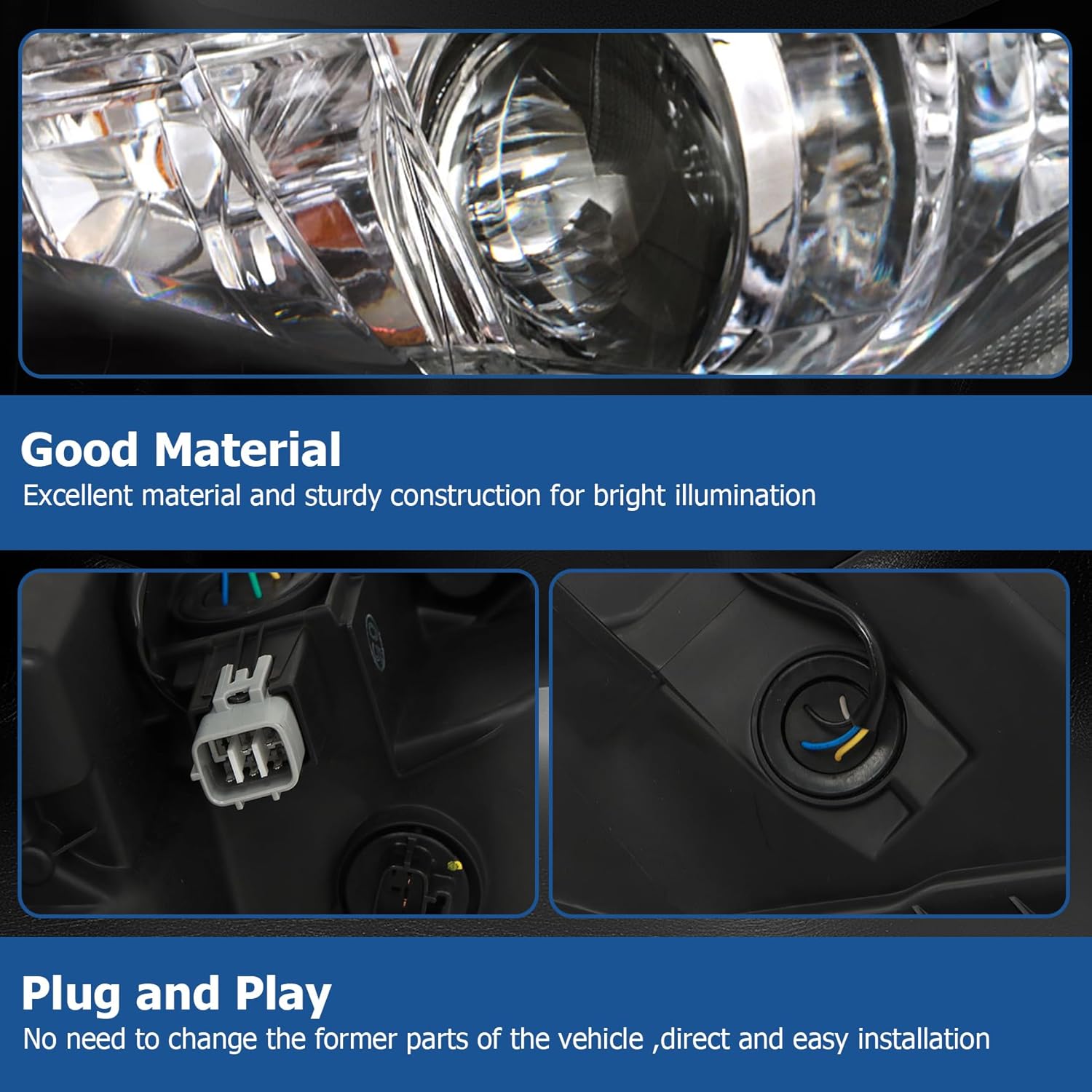 2PCS Driver and Passenger Side Headlamp Assembly Replacement for Toyota Corolla L/LE/LE Eco 2017-2019 Headlights