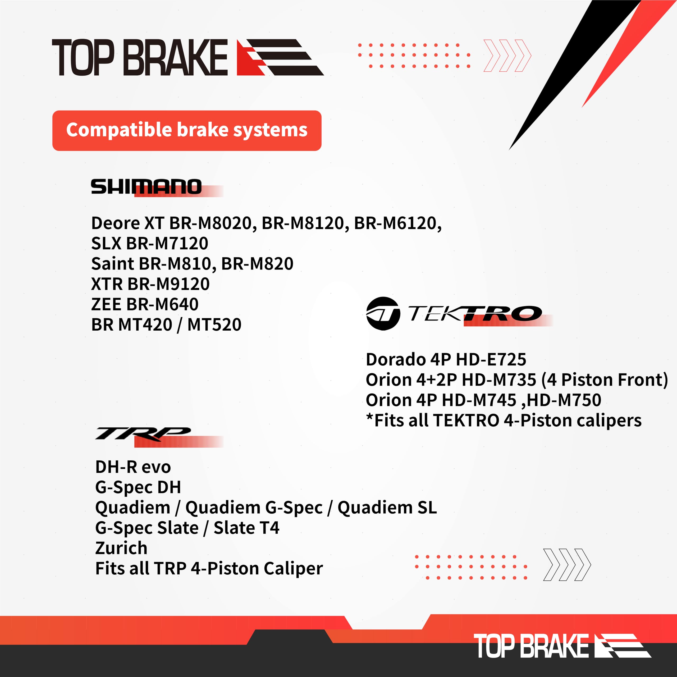 Top Brake Disc Electric Bike Brake Pads for Shimano Saint BR-M810 /820 XTR-M9120Tektro TRP, Gold, 1.55*0.94 (in) - Image 2