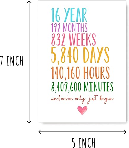 Miniatura 2 de Tarjeta de aniversario 16 – Tarjeta de boda de 16 años – Tarjeta de felicitación divertida – Solo acabamos de empezar – Regalo para marido y esposa