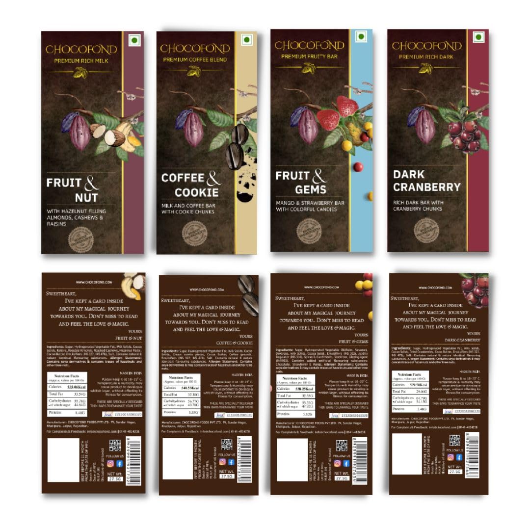 Assorted Chocolate Bars - 25 Grams, Pack Of 8 (Four Flavours- 2 Each)
