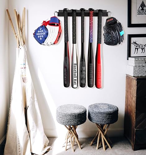 B0BLVQVVL9_image_8 veimia Soporte para bates de béisbol soporte de pared para bates de béisbol capacidad para 4 bates en pared de madera o hormigón colgador de bate de