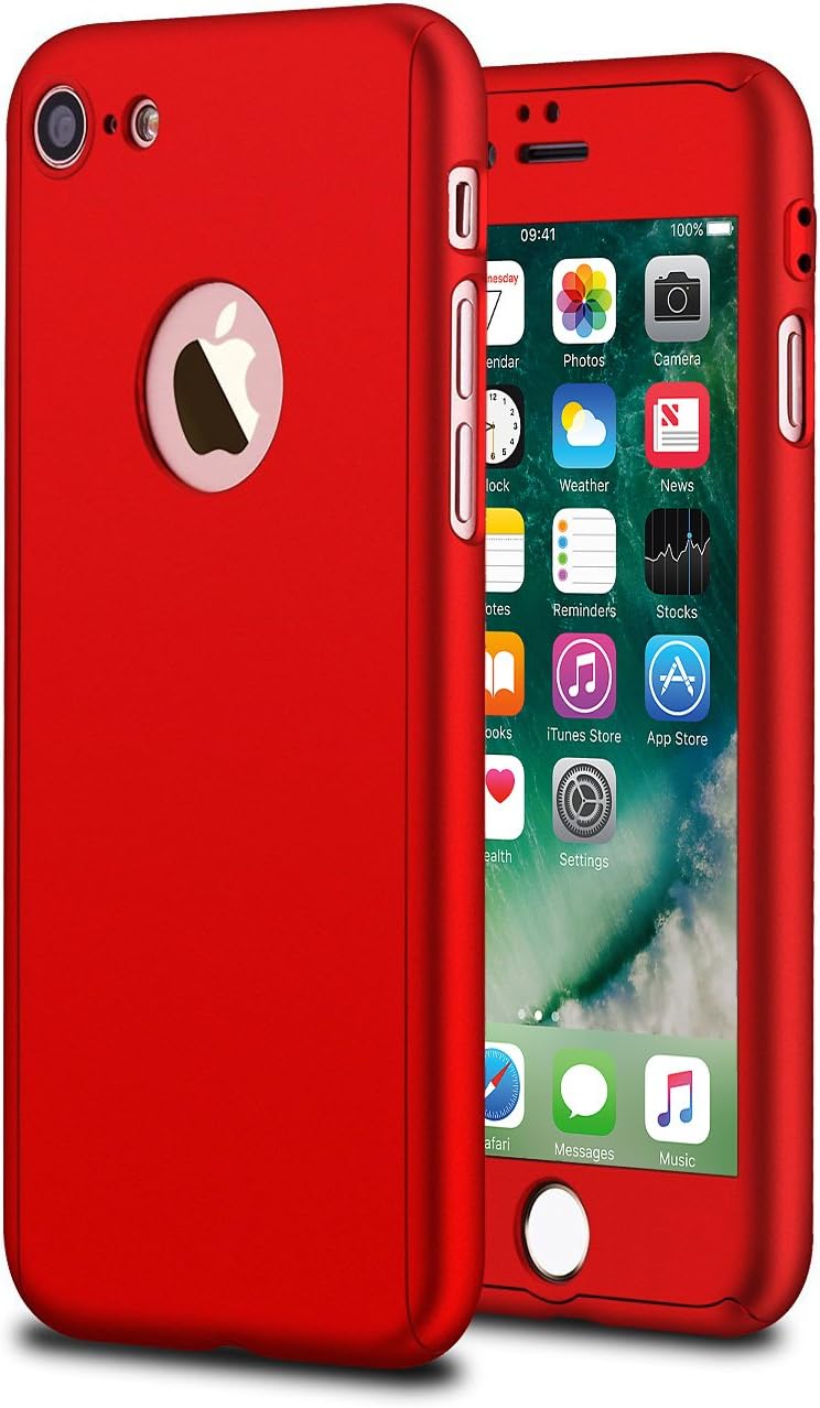 CaseTechFor Samsung Galaxy A3 / A310 (2016) Luxurious 360° Dual Layer Soft Touch Hard Case Shockproof Cover with Tempered Glass Full Front Back Protection in Red & Retractable Pen