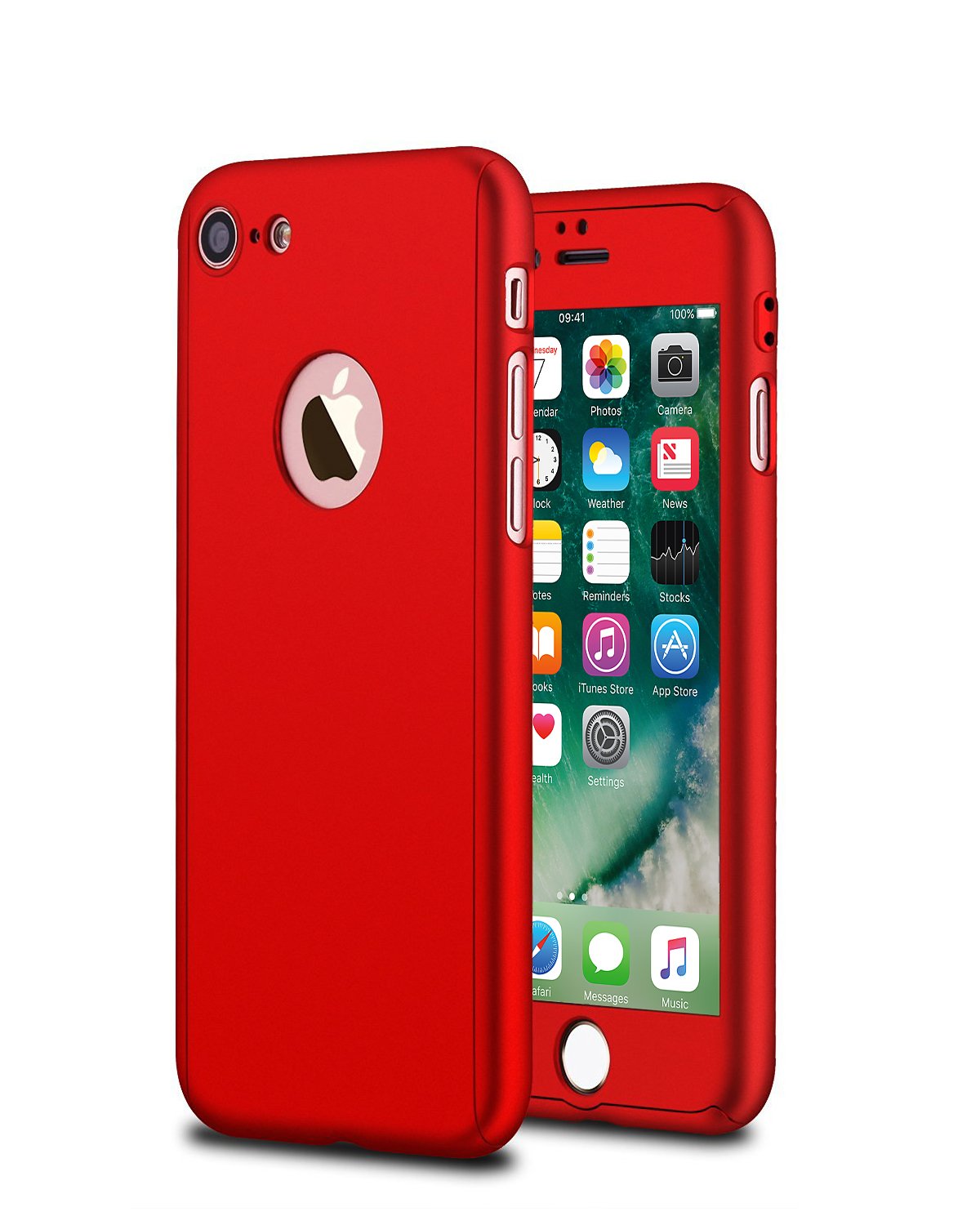 CaseTechFor Samsung Galaxy A3 / A310 (2016) Luxurious 360° Dual Layer Soft Touch Hard Case Shockproof Cover with Tempered Glass Full Front Back Protection in Red & Retractable Pen