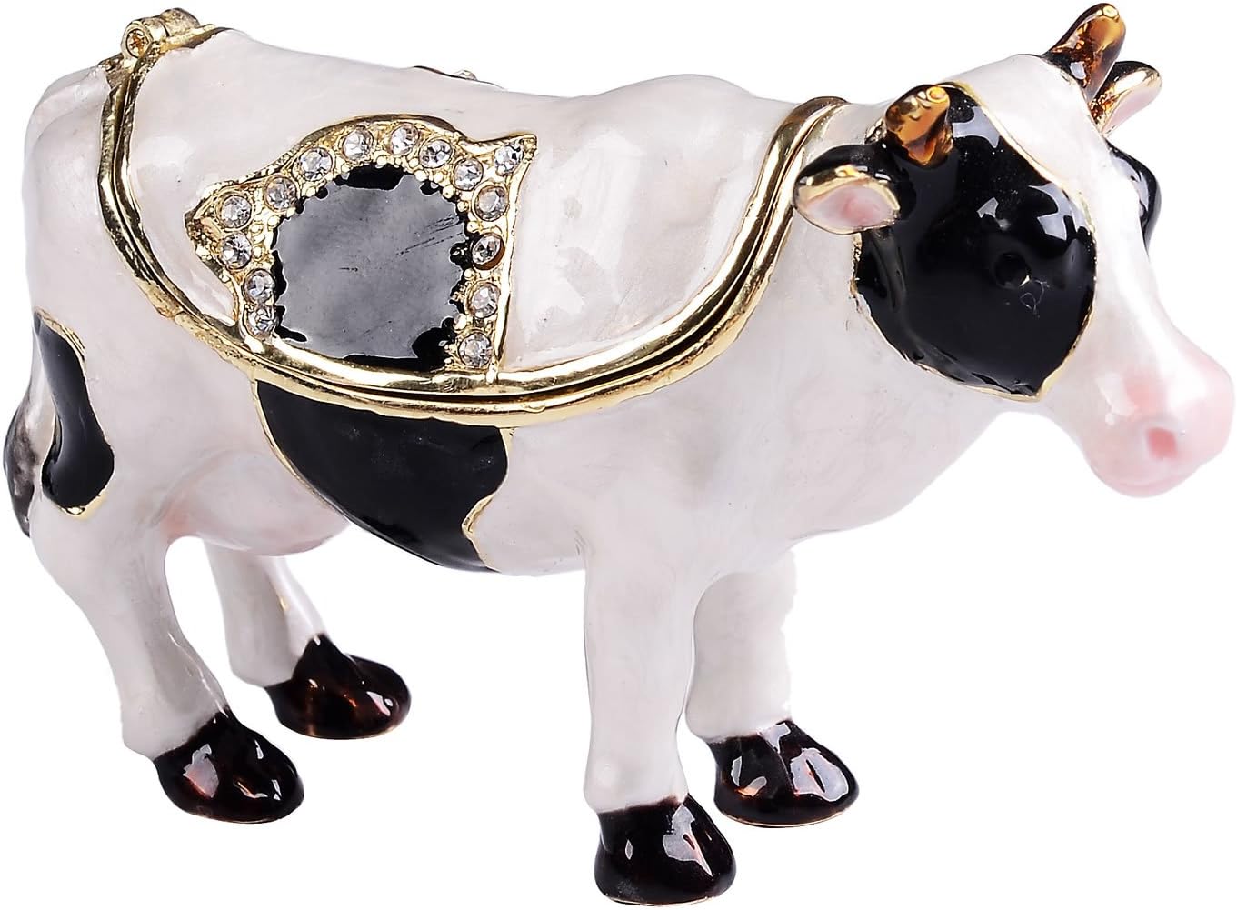 Treasures Jewelled Dairy Cow enameled Trinket Box