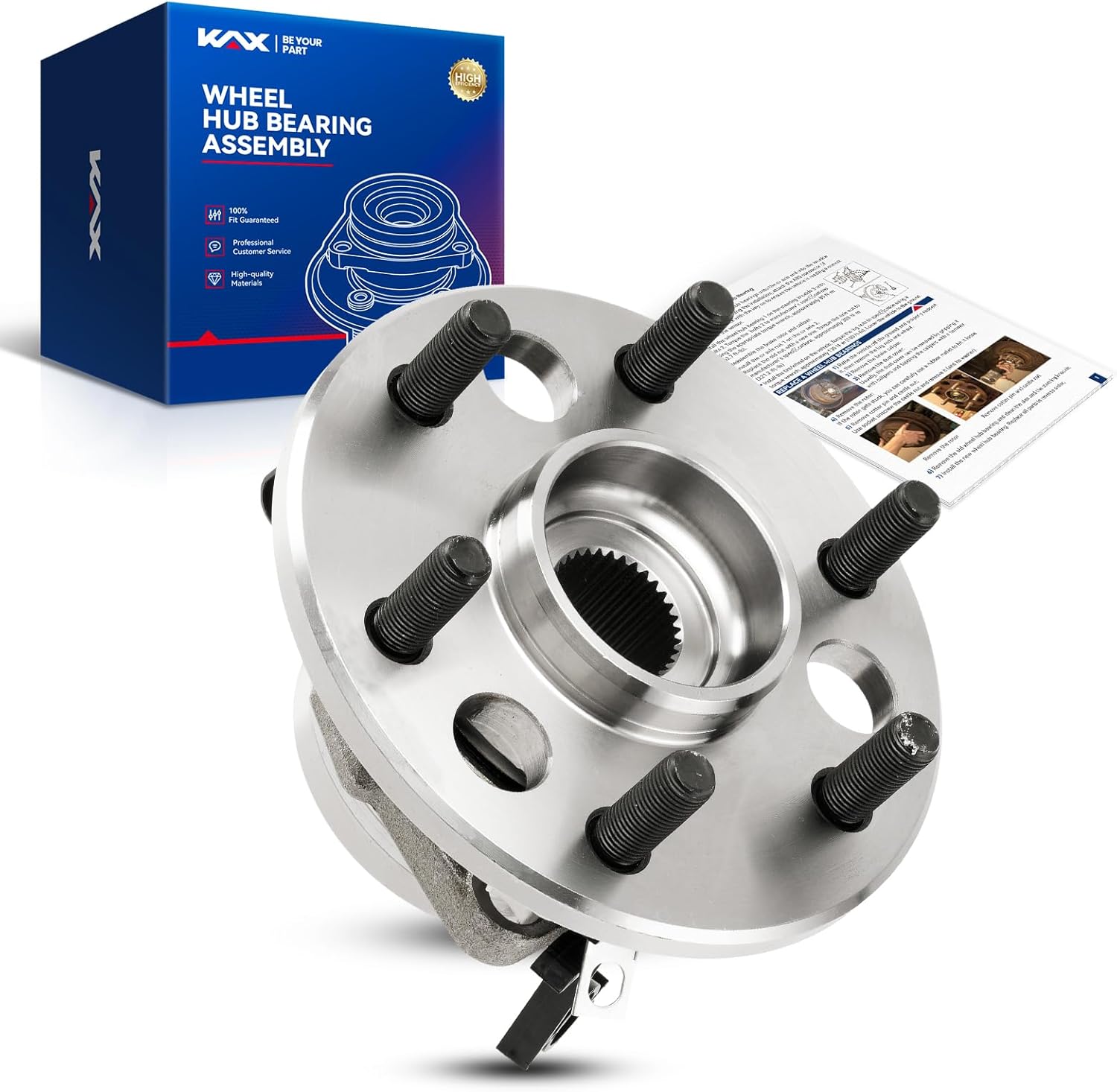 KAX 515024 1PC Front Wheel Hub Bearing Compatible with Cadillac Escalade 1999-2000,W/ABS 6 Lugs Wheel Bearing and Hub Assembly