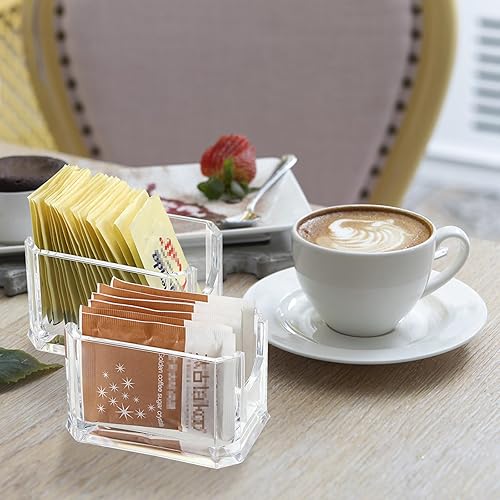Miniatura 3 de ELLDOO Juego de 4 soportes para paquetes de azúcar, azucarero acrílico para restaurante, organizador de bolsas de té, soporte para paquetes de
