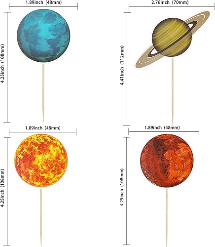 Miniatura 3 de Gyufise 40 piezas de decoración para cupcakes del espacio exterior, planeta, cohete, nave espacial, viaje a la luna, estrella para cupcakes, sistema