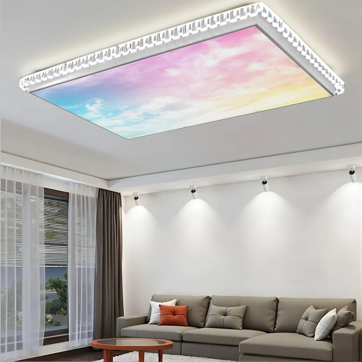 Fluorescent Light Covers for Ceiling Lights Pastel Soft Sky Cloud Easy to Install Magnetic Light Filter for Classroom Office Hospitals School Home Decor