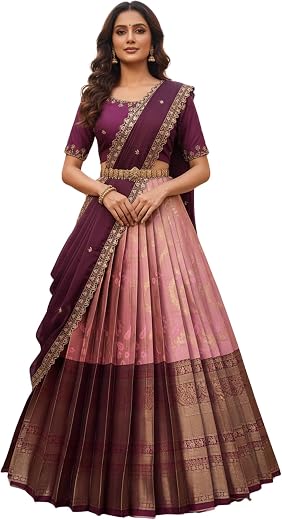 Fabcartz Beautiful South Indian Style Unstitch Lehenga Choli for Women | PL228