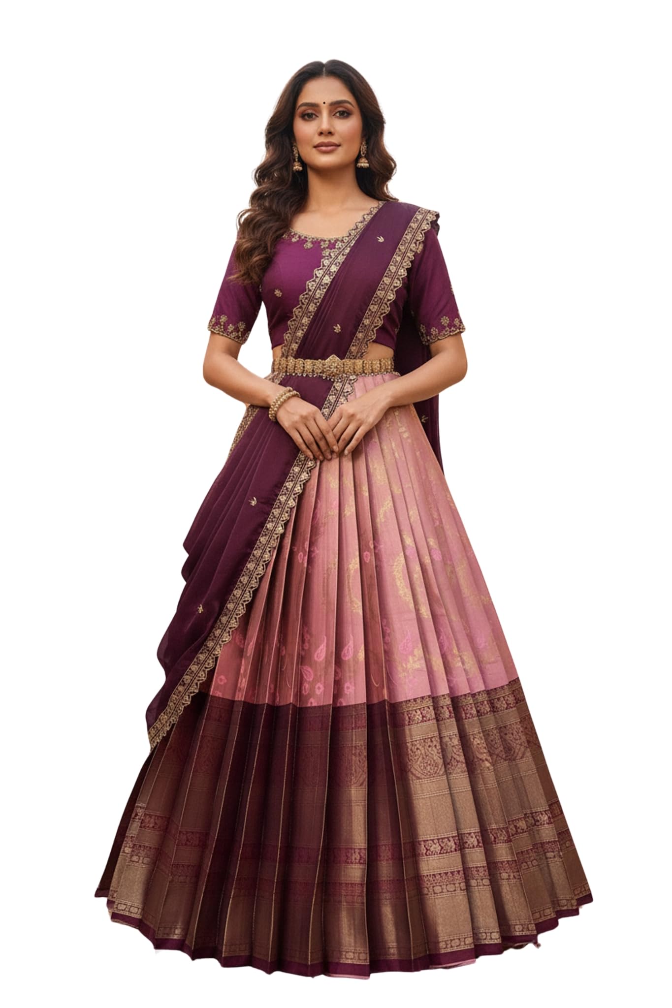 Beautiful South Indian Style Unstitch Lehenga Choli for Women | PL228