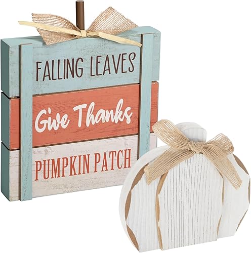 Miniatura 5 de Letrero de mesa de calabaza con guirnalda de cuentas de madera, decoración de otoño de Charmed By Dragons (letrero de calabaza naranja con guirnalda)