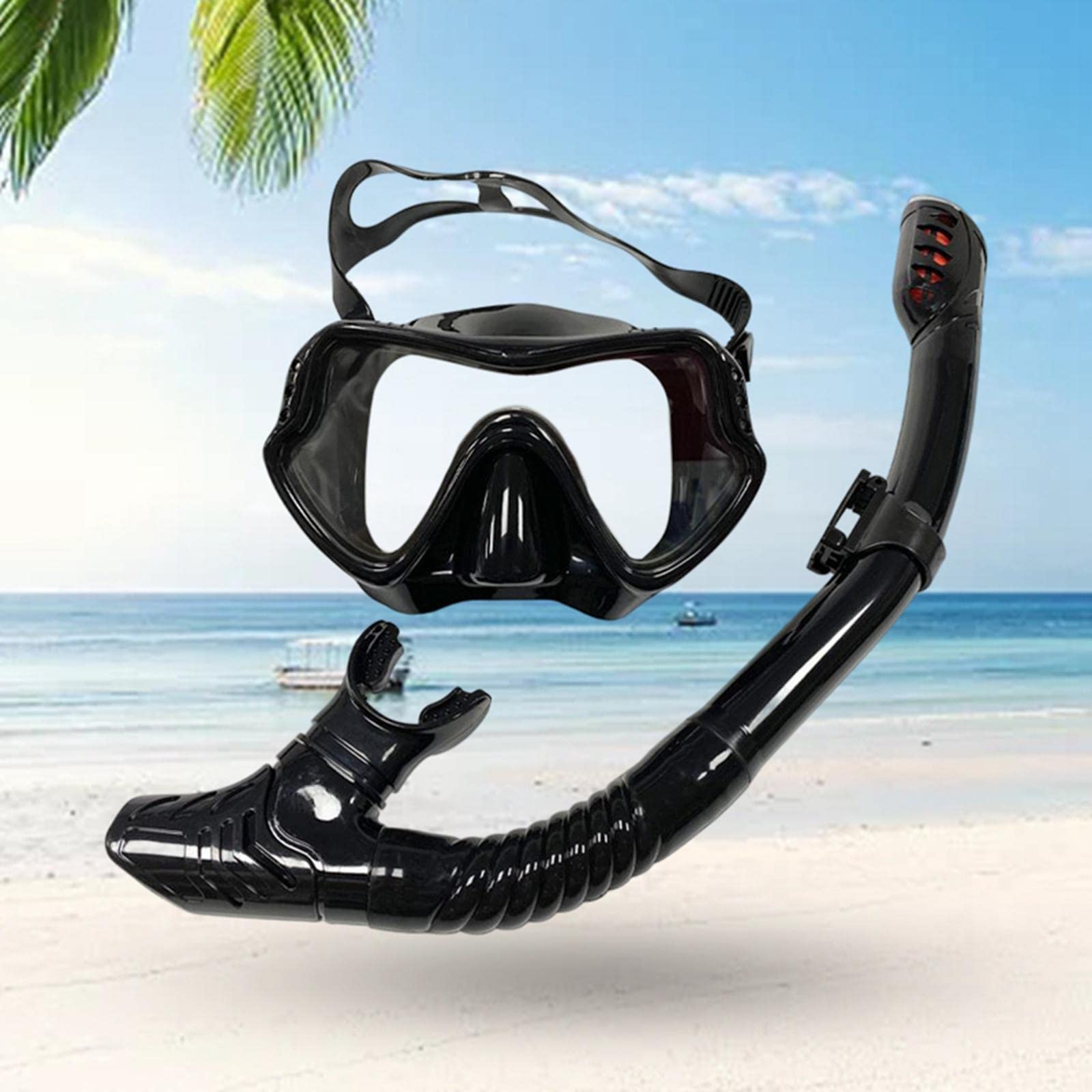Schnorchelset Tauchausrüstung Schwimmbrille Schnorchel Tauchmaske Aus Flüssig Und Gehärtetem Glas mit Einstellbarem Band für Erwachsene Und