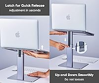 Vista 7 de Soporte ajustable para laptop para escritorio, soporte para portátil de DJ de altura ajustable, soporte elevado para portátil para modo de pie