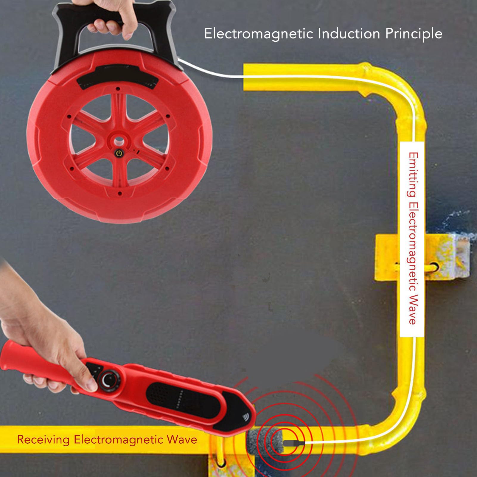 Detector de Obstrucción de Tuberías, 7 Sondas Localizador de Bloqueo de Obstrucción de Tuberías Subterráneas Escáner de Pared NF‑5120