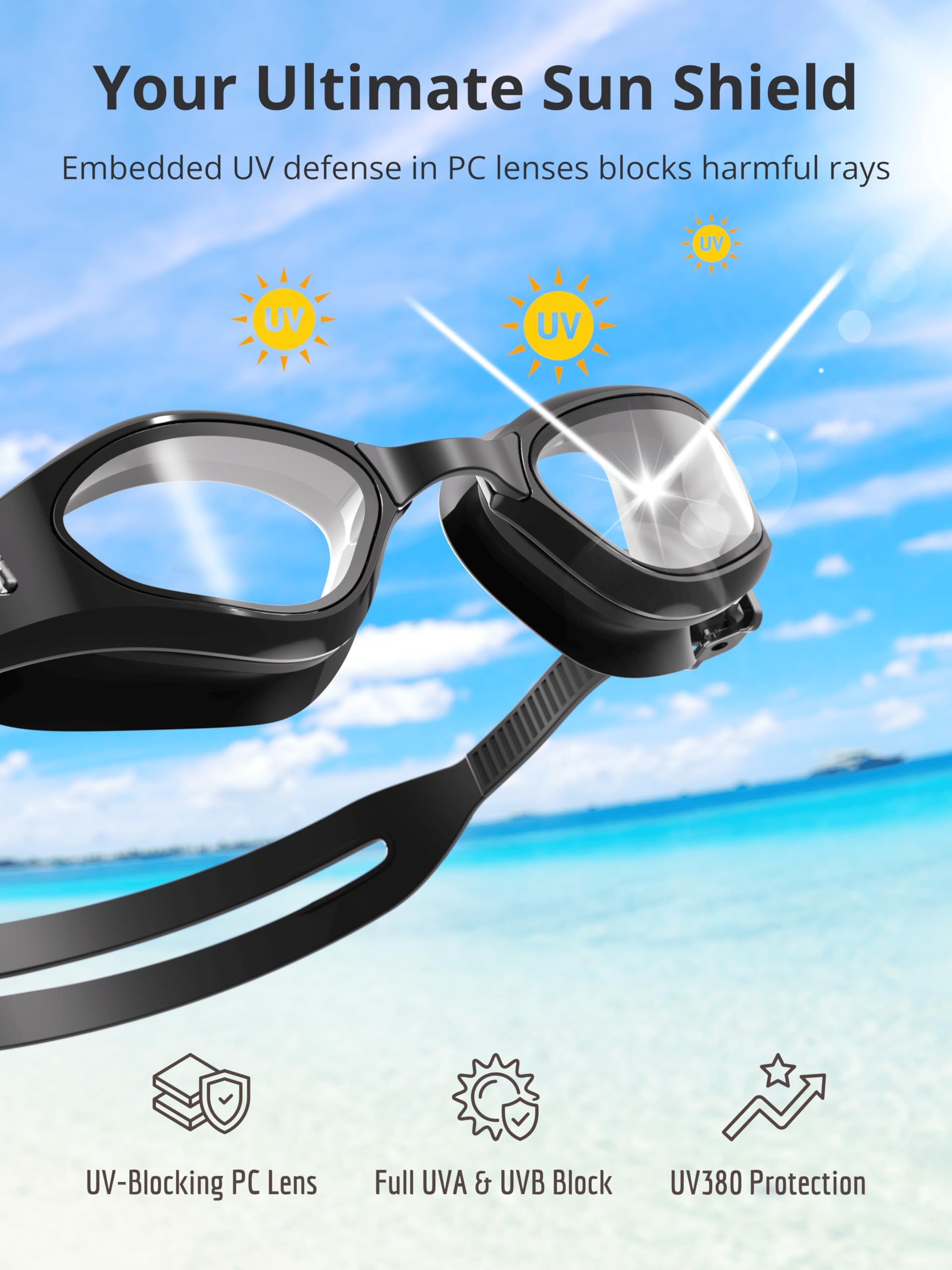 Schwimmbrille für Erwachsene, Anti-Beschlag-Schwimmbrille für Männer, Frauen, Jugendliche, auslaufsichere HD-Gläser mit UV-Schutz