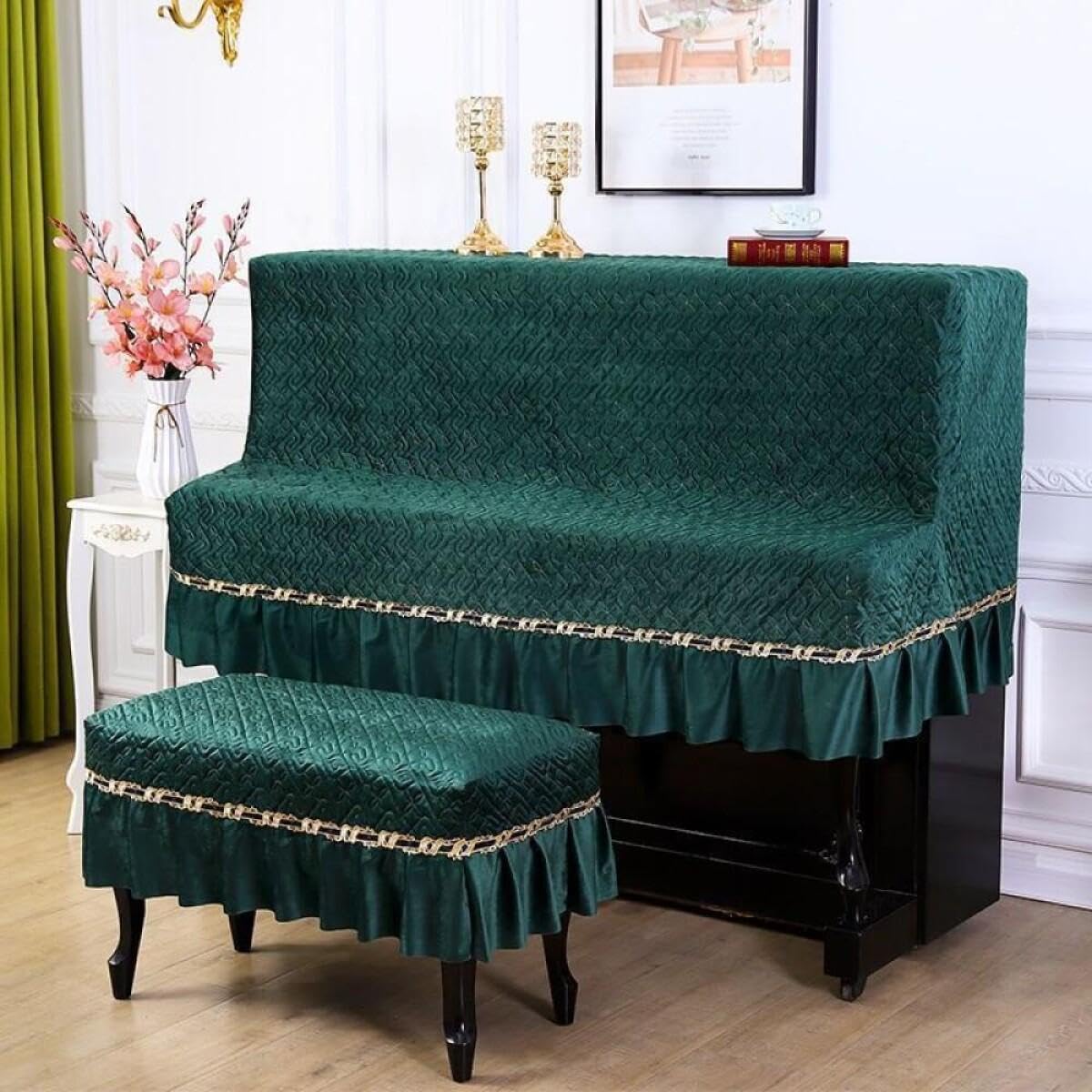 Piano Case for Piano Electronic Piano Keyboard Cover Piano Stool Cover Machine Washable And Scratch Resistant Perfect for Home.-Black||Piano 148-154cm