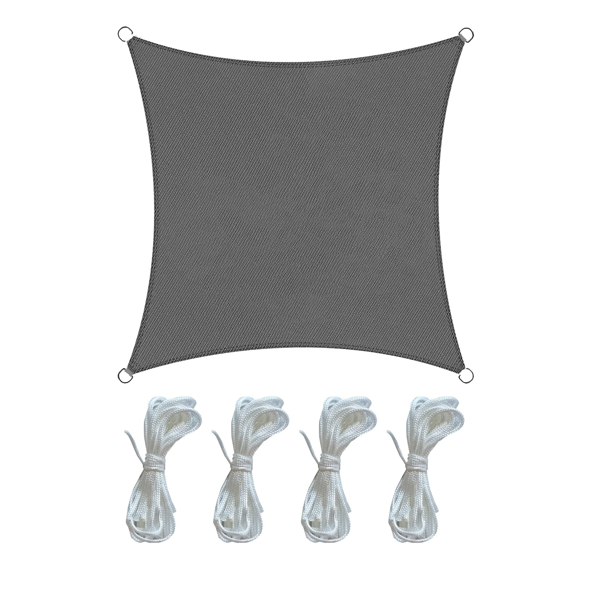 Rebecca Mobili Tenda Vela Quadrata, Vela Ombreggiante, Grigio Scuro, Polietilene Hdpe, Corde Incluse, Con Astuccio, Per Giardino Balcone - Misure: 3,6x3,6 mt - Art. RE6811