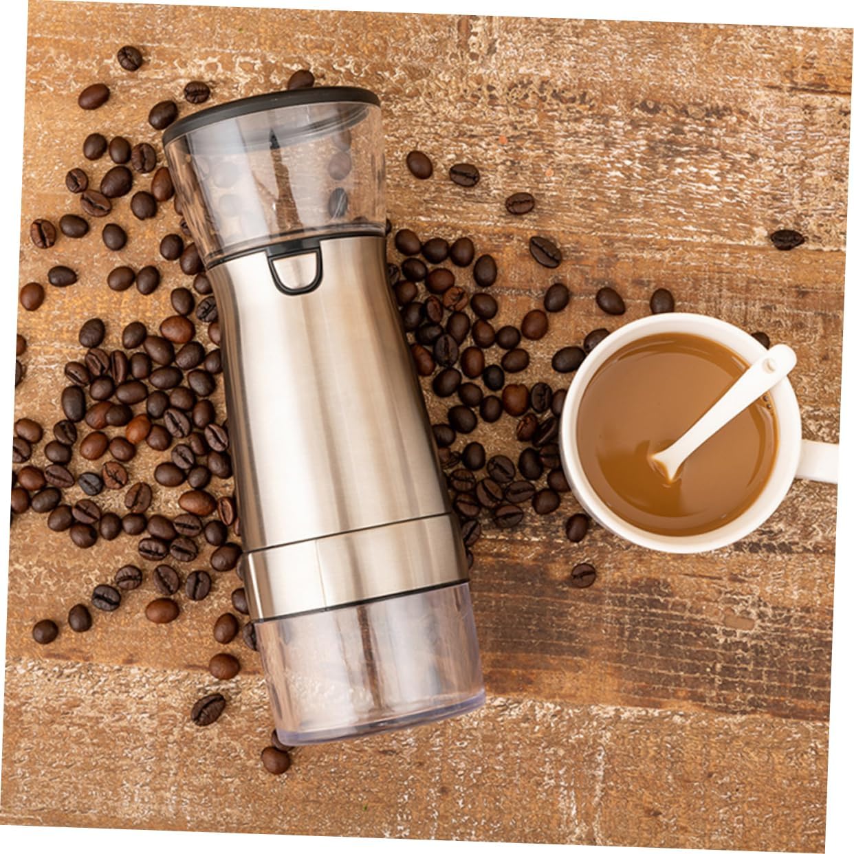 PRETYZOOM Electric Coffee Bean Grinder Quiet Removable Cup Style Stainless Steel Burr
