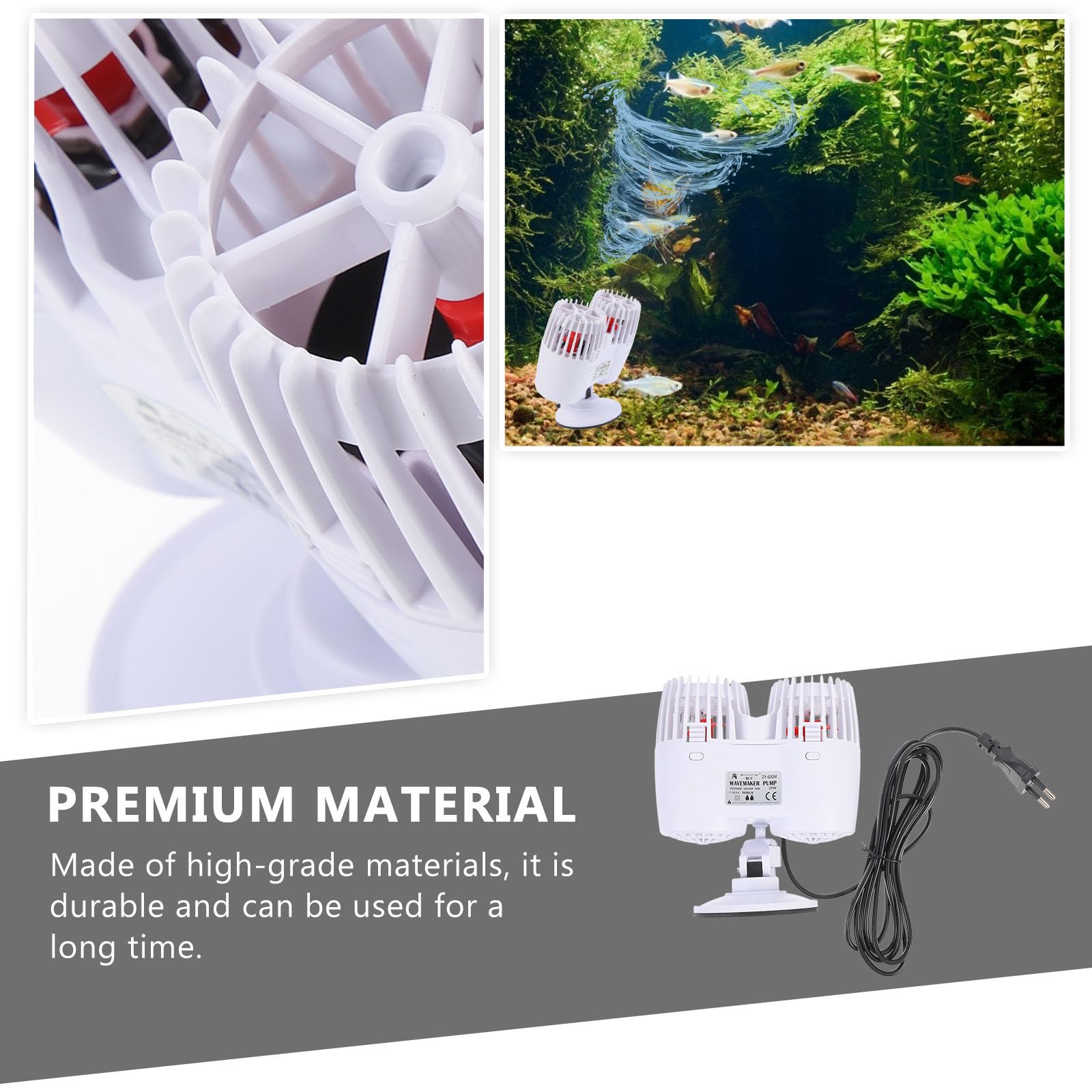 Aquarium Wellenpumpe Kunststoff Leise Aquarien Reinigungspumpe mit Dichtem Filter Propellerdesign 15000l/h Durchfluss für Fischbecken und Fische