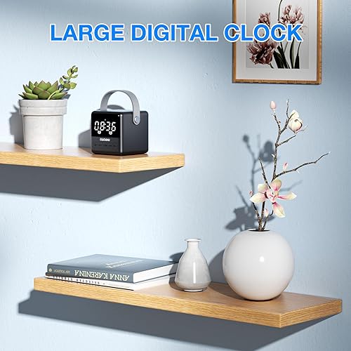 Miniatura 8 de Pequeño altavoz Bluetooth portátil, sonido cristalino con pantalla de tiempo LED, micrófono incorporado, soporte TWS emparejamiento y ranura para